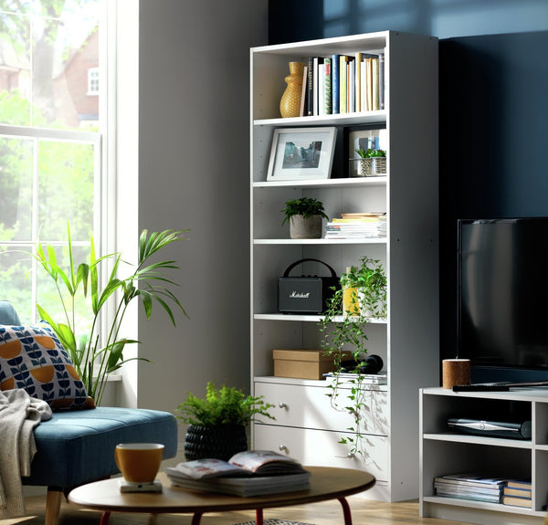 Maine 2 Drawer Bookcase - White 16092555