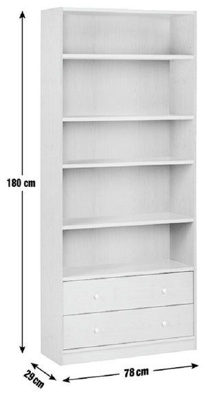Maine 2 Drawer Bookcase - White 16092555