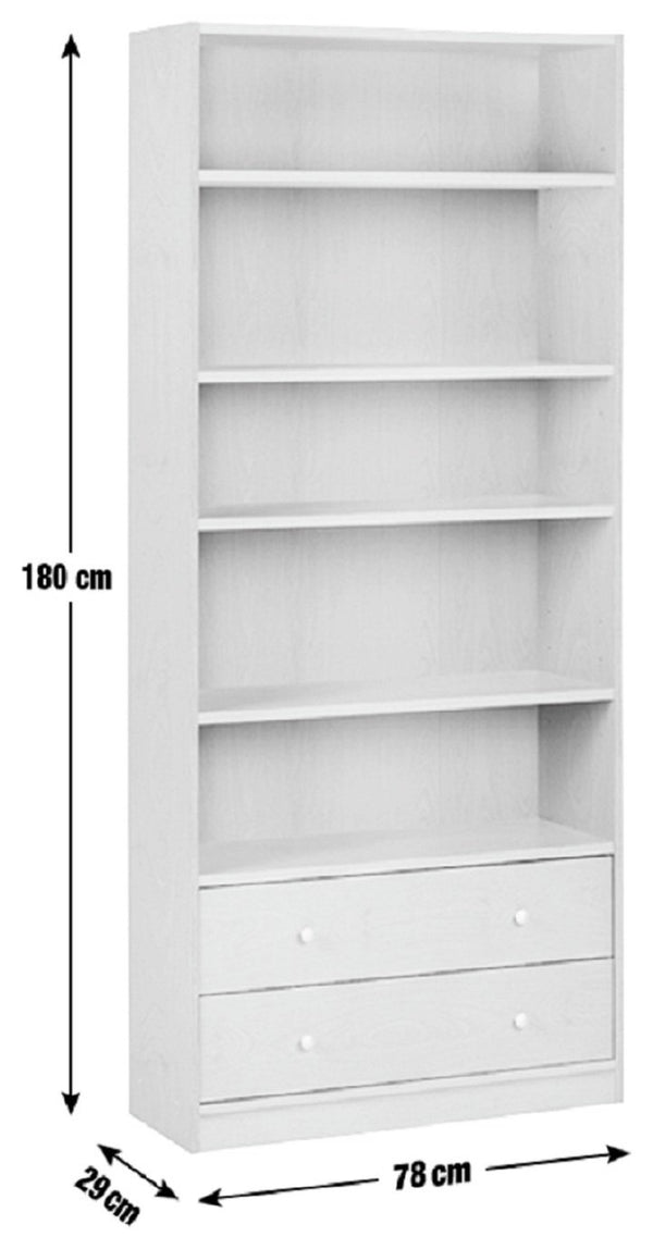 Maine 2 Drawer Bookcase - White 16092555