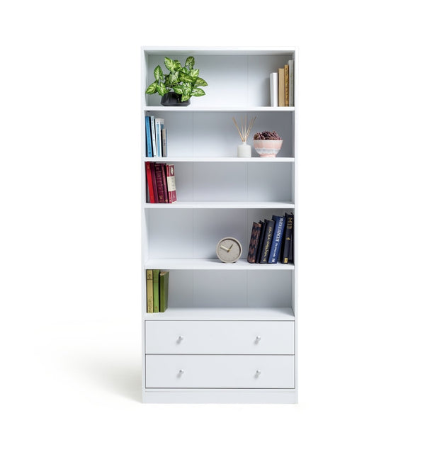 Maine 2 Drawer Bookcase - White 16092555