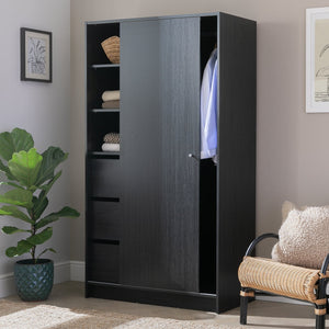 Malibu 1 Door Sliding Wardrobe - Black 13638802