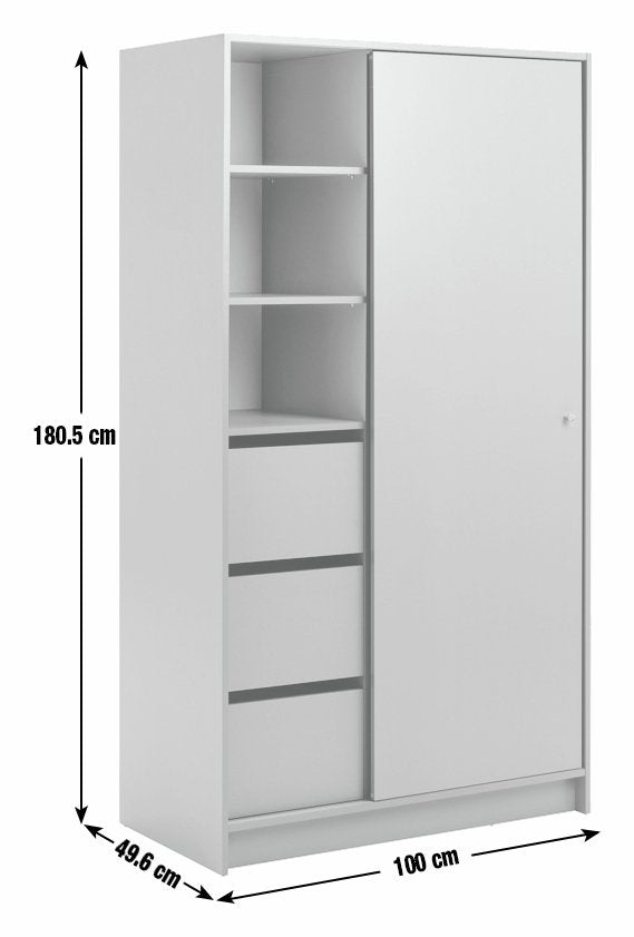 Malibu 1 Door Sliding Wardrobe - Black 13638802