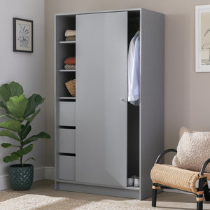 Malibu 1 Door Sliding Wardrobe - Grey 13638785