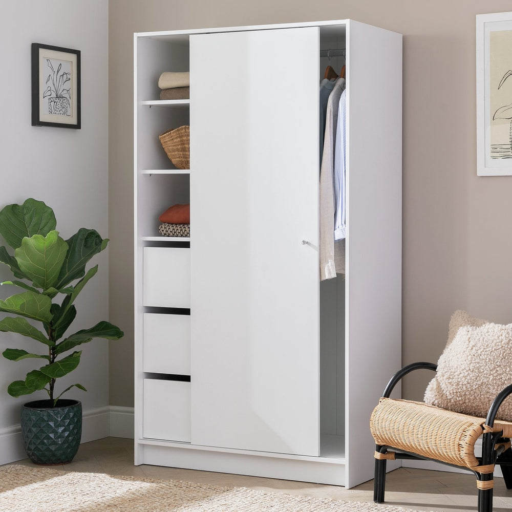 Malibu 1 Door Sliding Wardrobe - White 13638792
