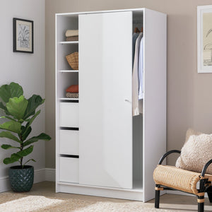 Malibu 1 Door Sliding Wardrobe - White 13638792