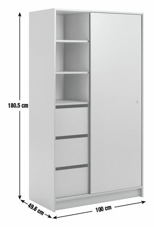 Malibu 1 Door Sliding Wardrobe - White 13638792