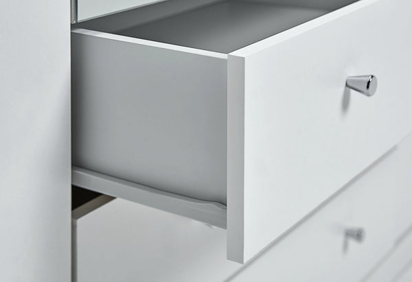 Malibu 2 Door 3 Drawer Mirror Wardrobe - White 19213788
