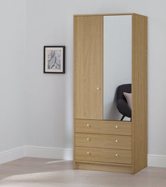 Malibu 2 Door 3 Drawer Wardrobe - Oak Effect 17618378