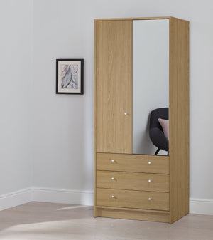Malibu 2 Door 3 Drawer Wardrobe - Oak Effect 17618378