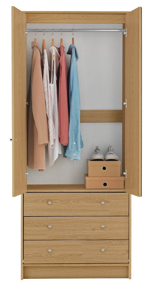 Malibu 2 Door 3 Drawer Wardrobe - Oak Effect 17618378