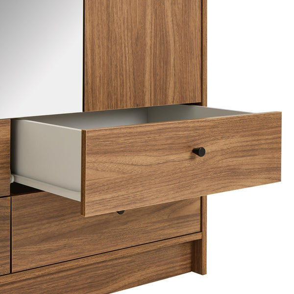 Malibu 3 Door 4 Drawer Mirror Wardrobe - Walnut 17894075