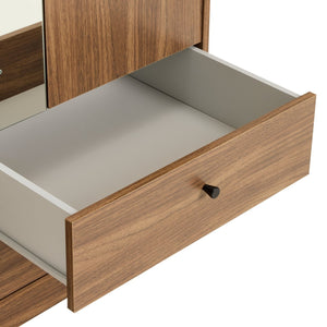 Malibu 3 Door 4 Drawer Mirror Wardrobe - Walnut 17894075