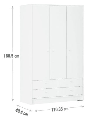Malibu 3 Door 4 Drawer Wardrobe - Oak Effect 15582255