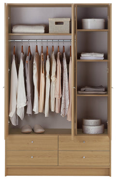 Malibu 3 Door 4 Drawer Wardrobe - Oak Effect 15582255