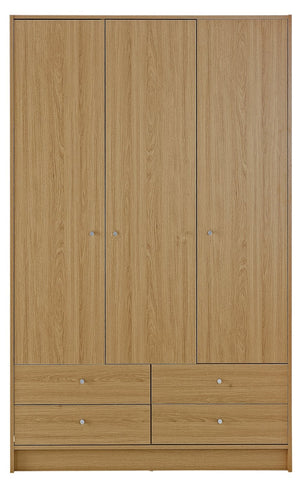Malibu 3 Door 4 Drawer Wardrobe - Oak Effect 15582255