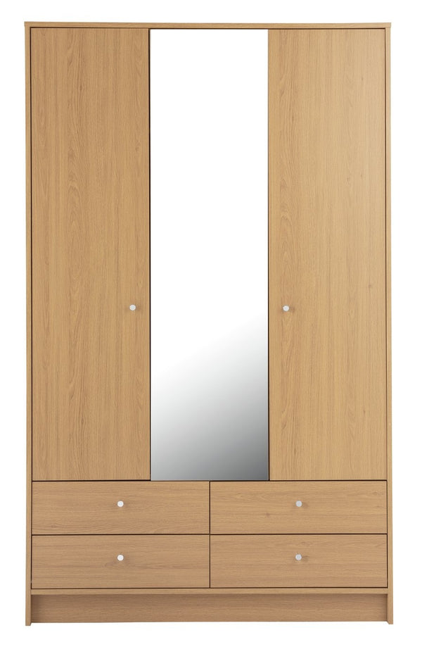 Malibu 3 Dr 4 Drawer Mirror Wardrobe - Oak Effect 17651885