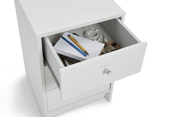 Malibu 3 Drawer Bedside Table - White 15396489