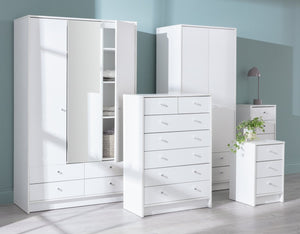 Malibu 3 Drawer Bedside Table - White 15396489