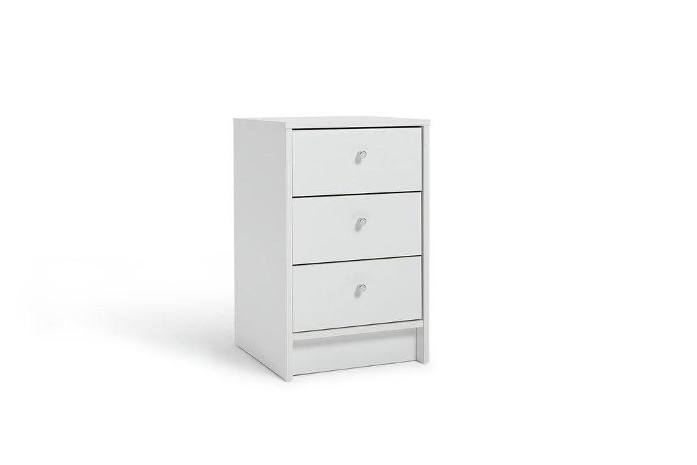 Malibu 3 Drawer Bedside Table - White 15396489