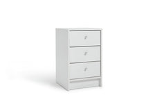 Malibu 3 Drawer Bedside Table - White 15396489
