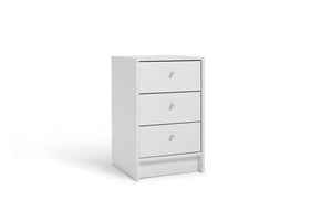 Malibu 3 Drawer Bedside Table - White 15396489