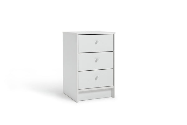 Malibu 3 Drawer Bedside Table - White 15396489