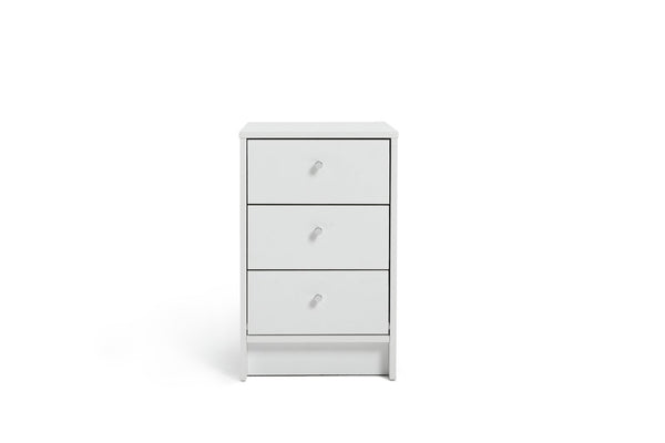 Malibu 3 Drawer Bedside Table - White 15396489