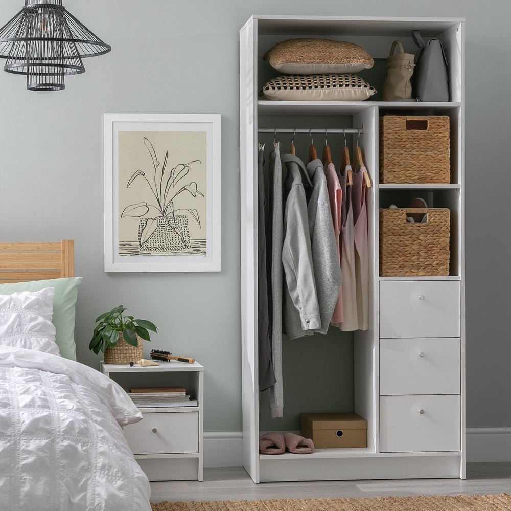 Malibu 3 Drawers Open Storage Wardrobe - White 18424547