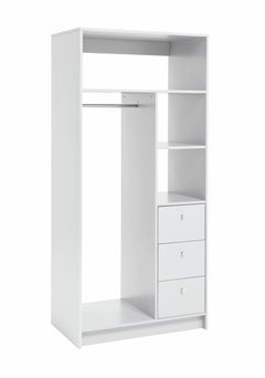 Malibu 3 Drawers Open Storage Wardrobe - White 18424547