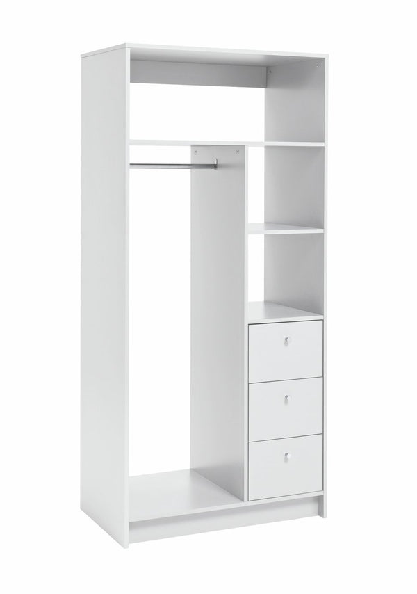 Malibu 3 Drawers Open Storage Wardrobe - White 18424547