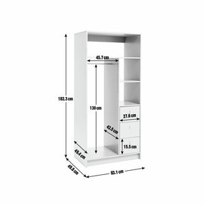 Malibu 3 Drawers Open Storage Wardrobe - White 18424547