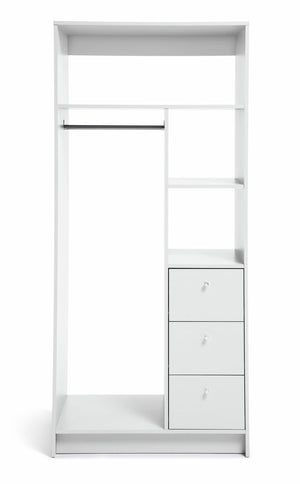 Malibu 3 Drawers Open Storage Wardrobe - White 18424547