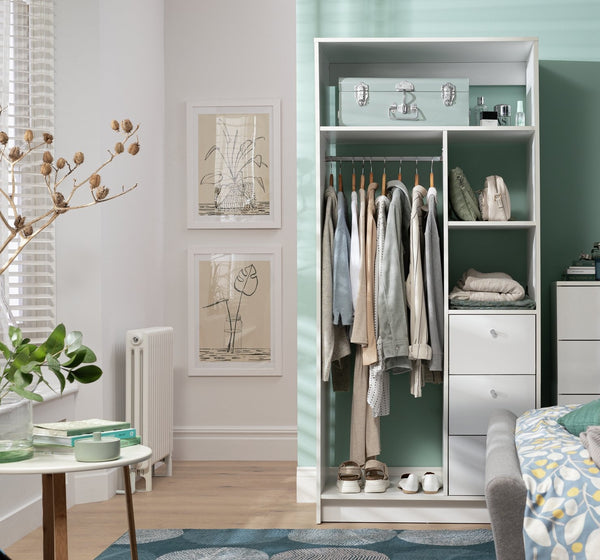 Malibu 3 Drawers Open Storage Wardrobe - White 18424547