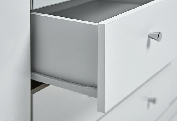 Malibu 4 Door 3 Drawer Mirror Wardrobe - White 19225329