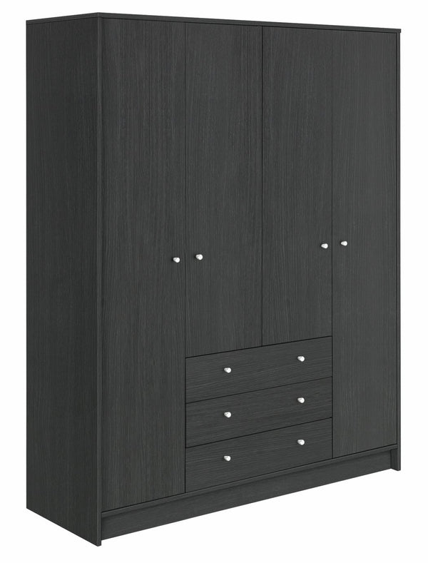Malibu 4 Door 3 Drawer Wardrobe - Black Oak Eff 19297742