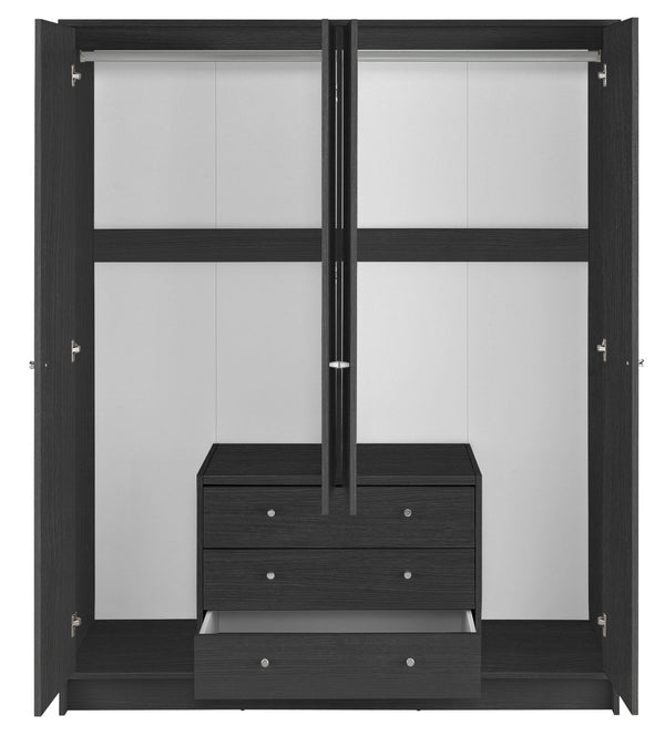 Malibu 4 Door 3 Drawer Wardrobe - Black Oak Eff 19297742