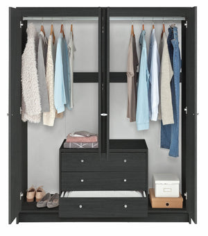 Malibu 4 Door 3 Drawer Wardrobe - Black Oak Eff 19297742