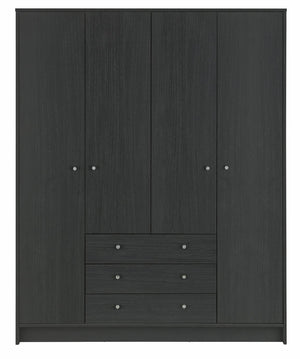 Malibu 4 Door 3 Drawer Wardrobe - Black Oak Eff 19297742