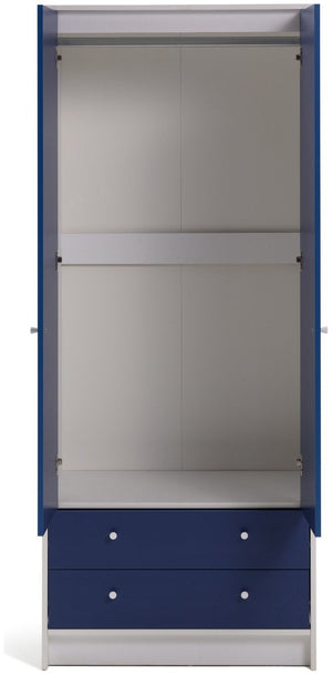 Malibu Kids 2 Door 2 Drawer Wardrobe White & Blue 19560709