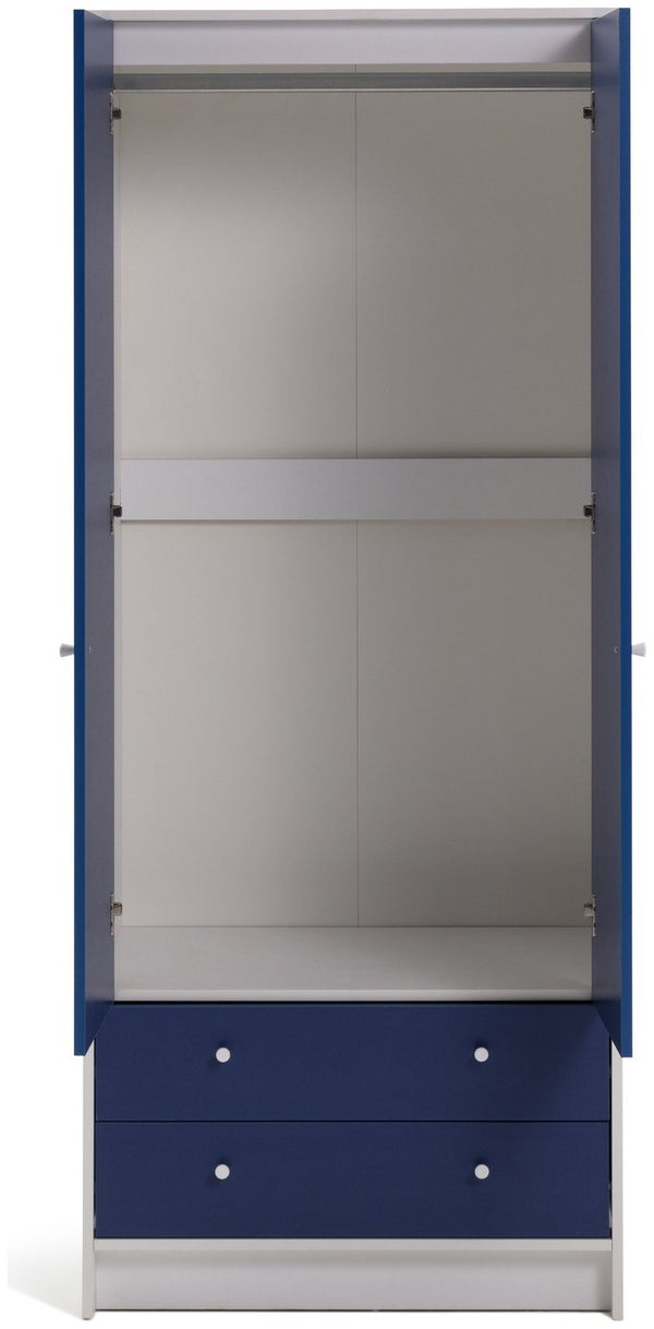 Malibu Kids 2 Door 2 Drawer Wardrobe White & Blue 19560709