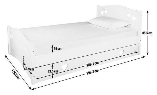 Mia Small Double Bed Frame With Drawer - White 18479516