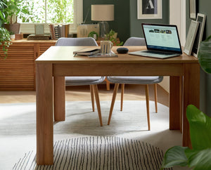 Oak effect rectangular dining table for kitchen