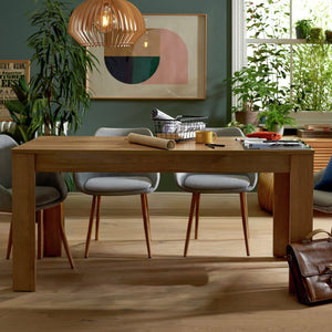 Oak effect extendable dining table for family dining room
