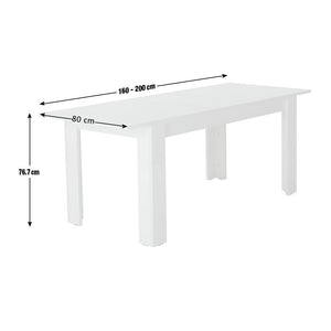 Modern white extending dining table with gloss top