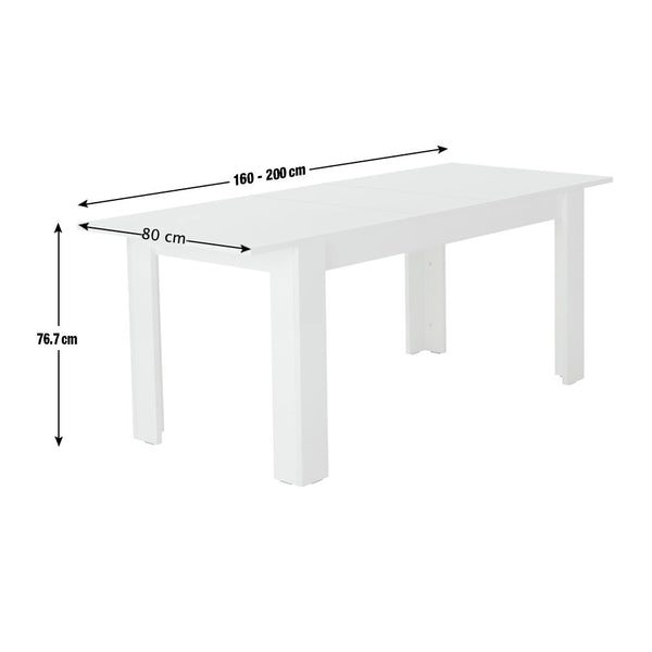 Modern white extending dining table with gloss top
