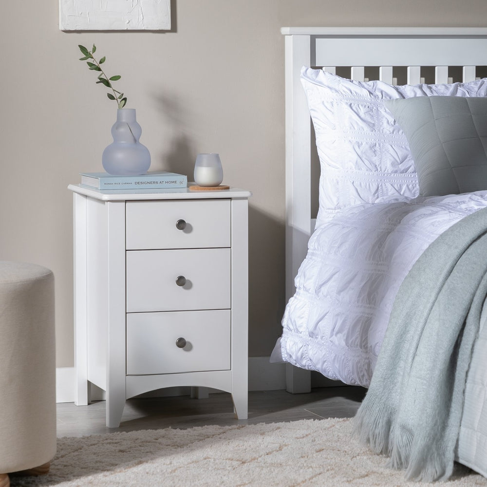 Minato 3 Drawer Bedside Table - White 14708906