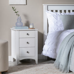 Minato 3 Drawer Bedside Table - White 14708906