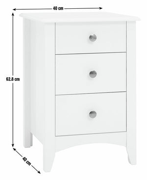 Minato 3 Drawer Bedside Table - White 14708906