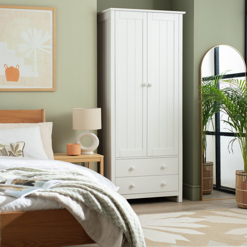 Scandinavia 2 Door 2 Drawer Wardrobe - White 16216977