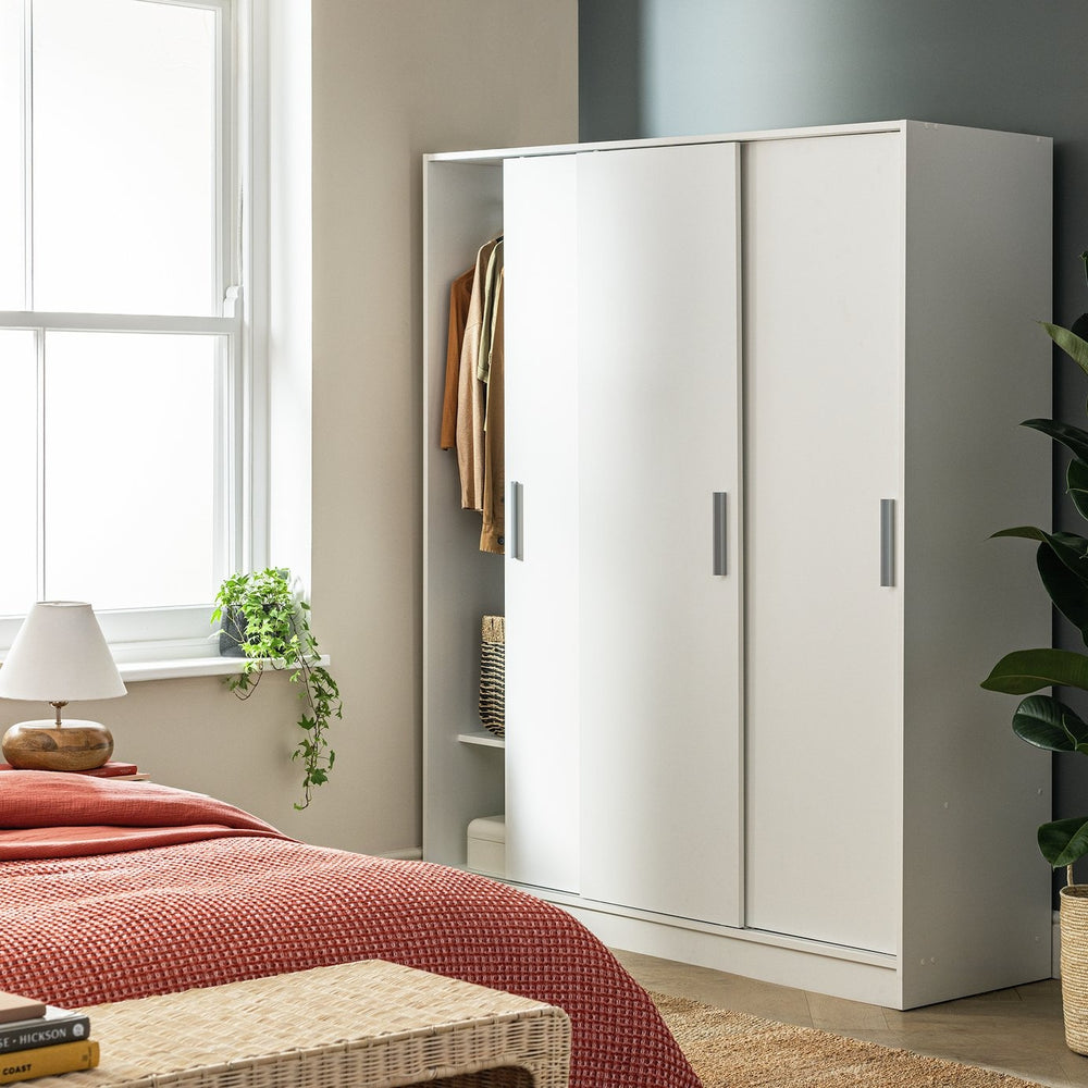 Nova 3 Door Sliding Wardrobe - White 17142277